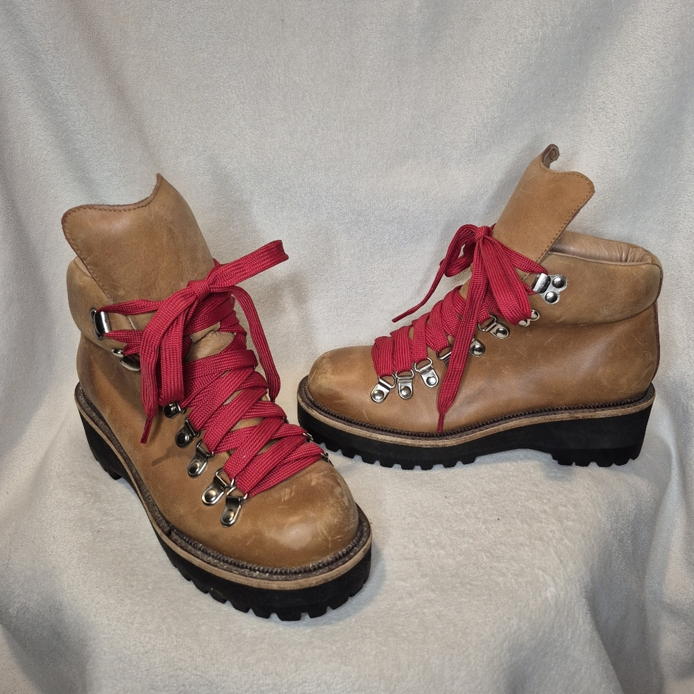 Jeffrey Cambell Explorer Hiking Boot Nubuck Leather SIZE 5.5 Alpine Heritage Red - Picture 11 of 11